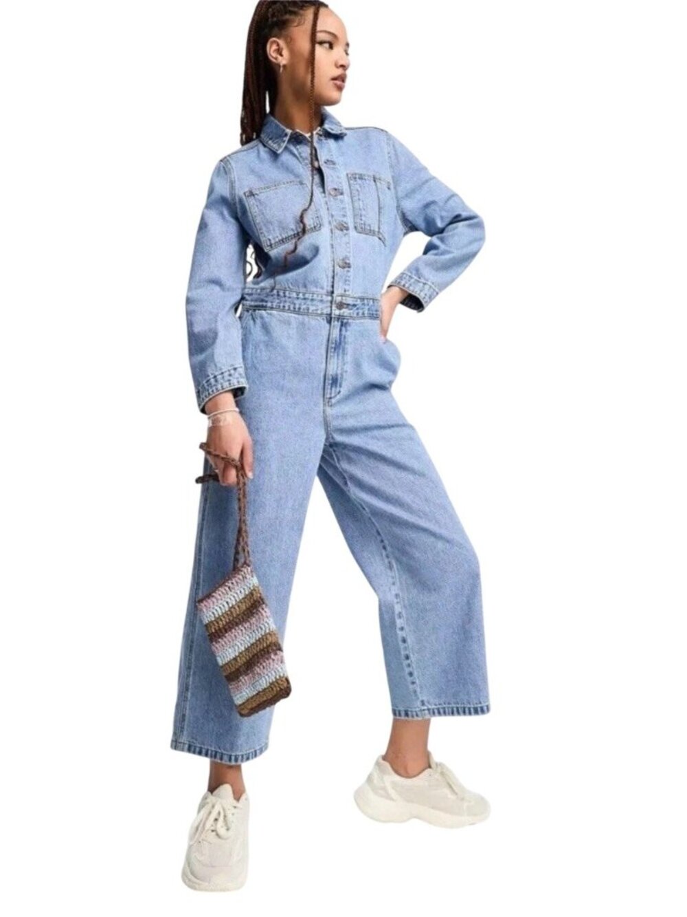 Levi's Iconic  Jumpsuit Women's Large Long Sleeve Blue Denim Utility NWT $128